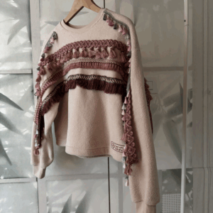 Felpa donna a girocollo rosa cipria