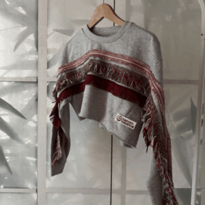 Felpa crop donna grigio mélange