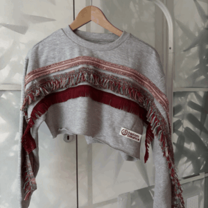 Felpa crop donna grigio mélange